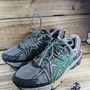Asics Womens Shoes Size 9 Gray, Cyan & Orange, Gel-Kahana 8 Running